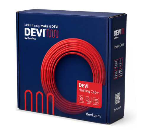 Тепла підлога гріючий кабель Devi 18T (18 вт/ м.пог)