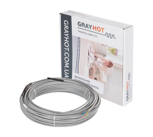 Тепла підлога гріючий кабель Gray-Hot (15 вт/ м.пог)
