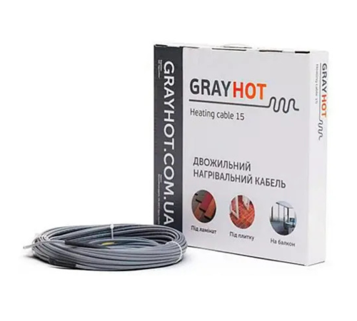 Тепла підлога гріючий кабель Gray-Hot (15 вт/ м.пог)