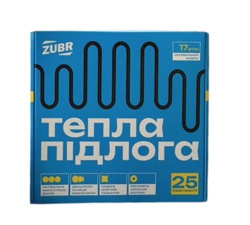 Тепла підлога гріючий кабель Zubr (17 вт/ м.пог)